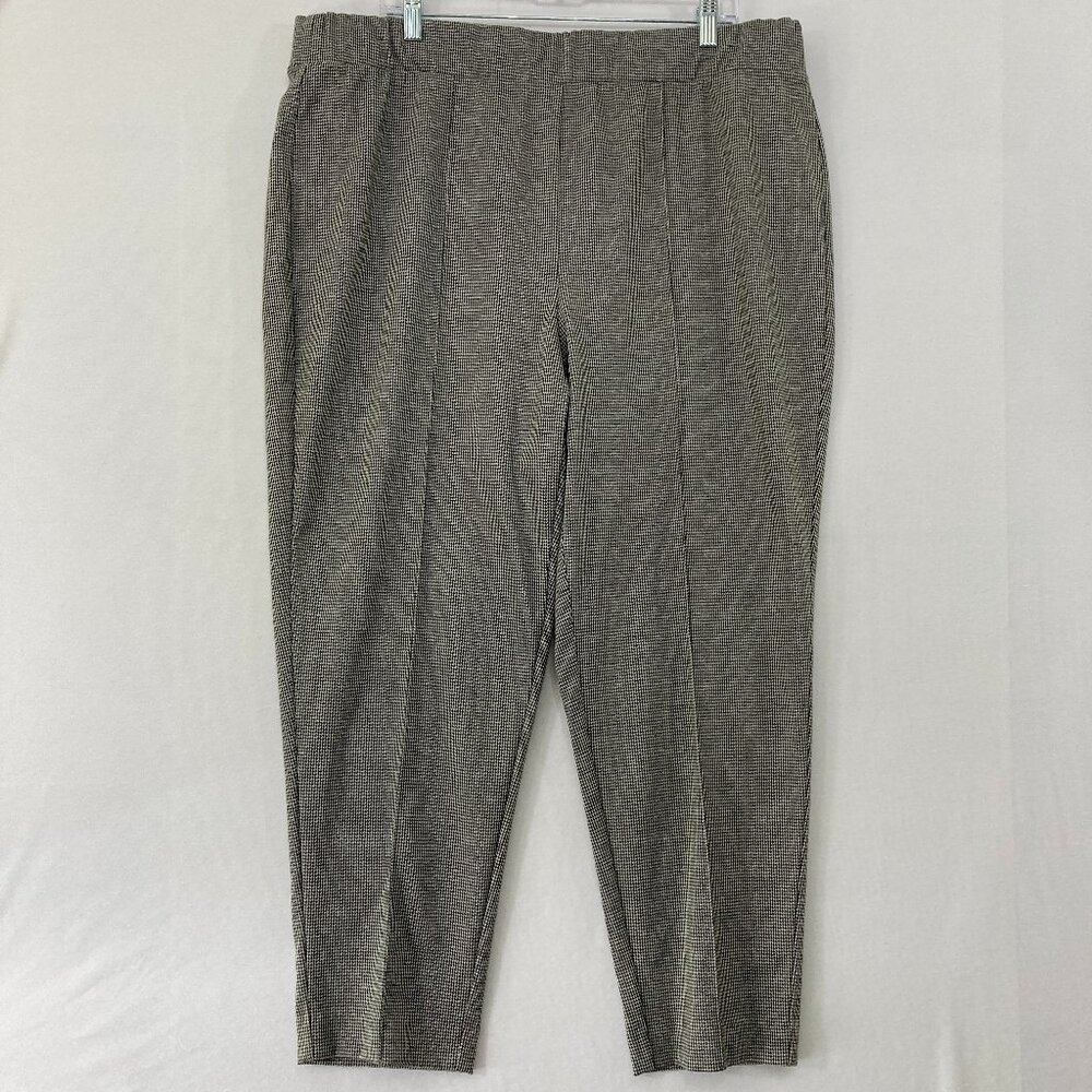 New Croft & Barrow Pants size 1X‎ Black White Micro Houndstooth Preppy Ankle